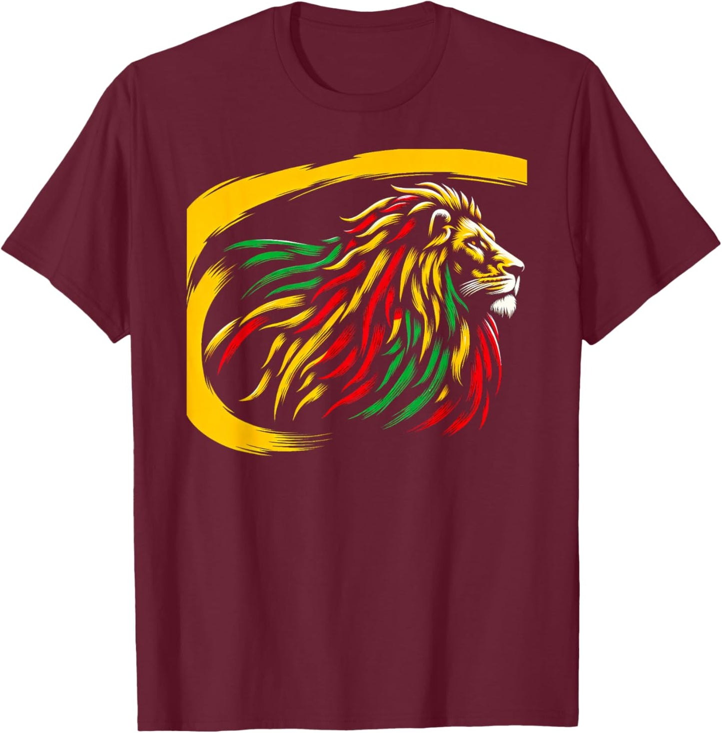 Epic Rasta Lion T-Shirt - T-Shirt | Maroon