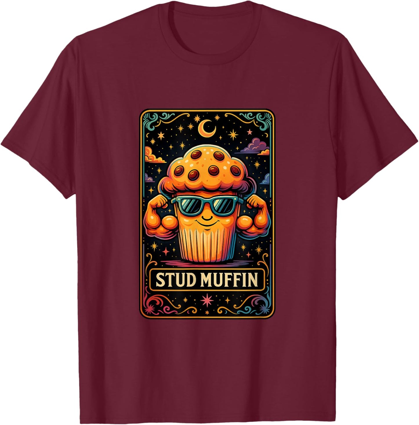 Stud Muffin Funny Muffin Tarot Card Boys Men T-Shirt - T-Shirt | Maroon