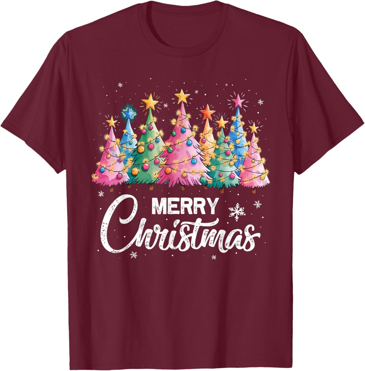 Merry Christmas Pink Christmas Tree, Pink Christmas Costume T-Shirt - T-Shirt | Maroon