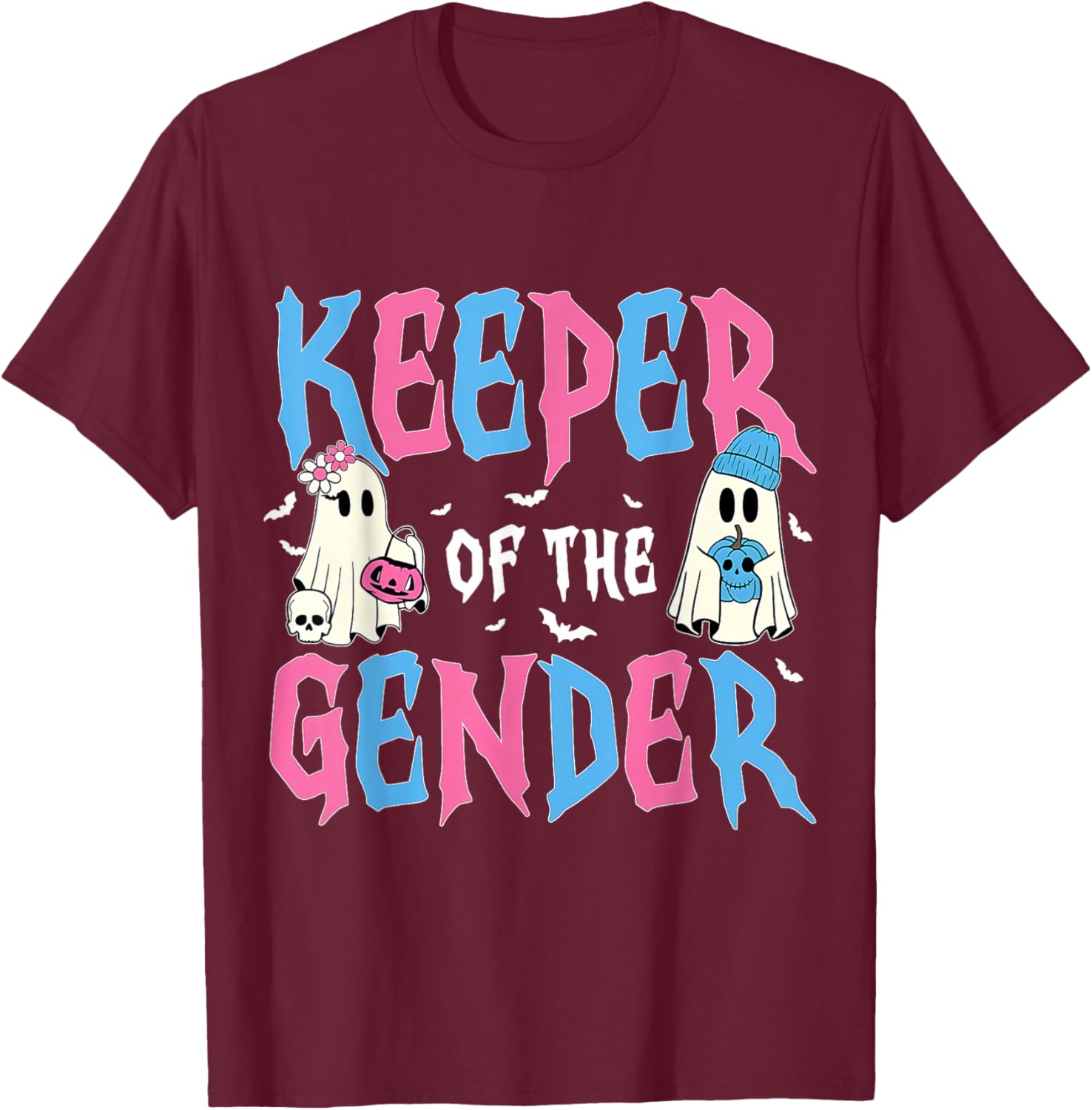Keeper of The Gender Pumpkin Halloween Baby Gender Reveal T-Shirt - T-Shirt | Maroon