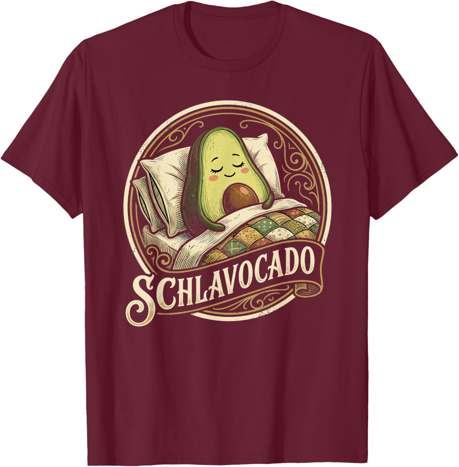 Schlavocado Avocado Sleep Tired Late Sleeper Word Game T-Shirt - T-Shirt | Maroon