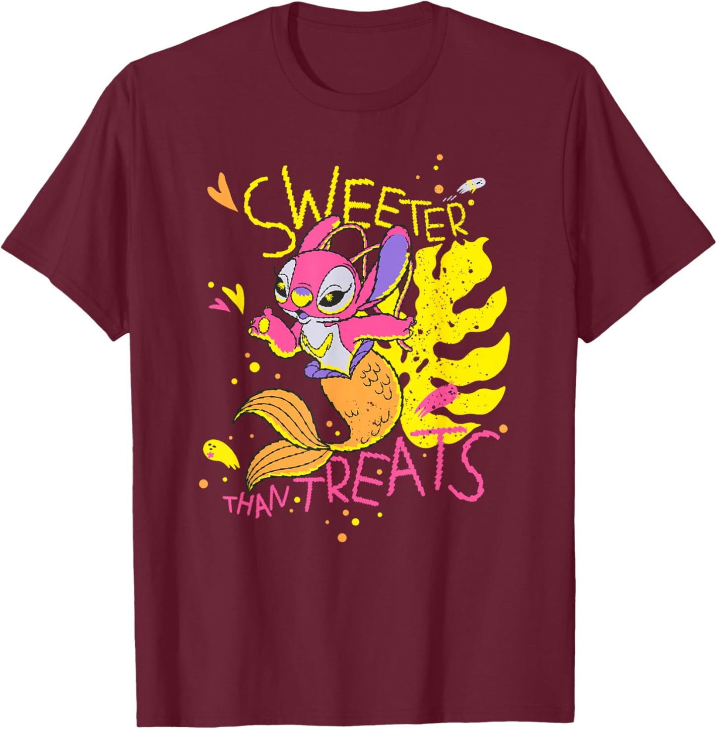 Disney Lilo & Stitch Halloween Angel Sweeter Than Treats T-Shirt - T-Shirt | Maroon