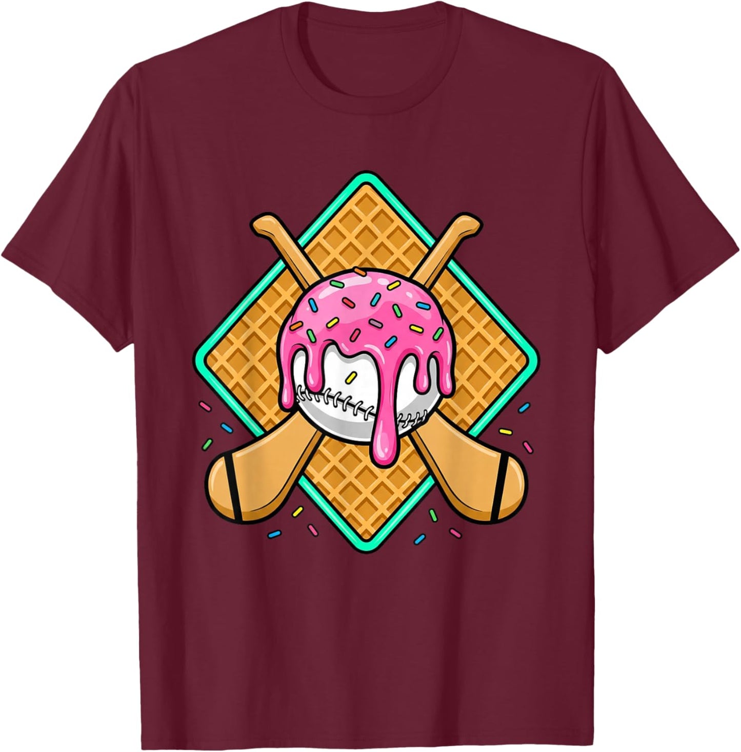 Hurling Player Ice Cream Drip Boys Kids Hurling Dripping T-Shirt - T-Shirt | Maroon