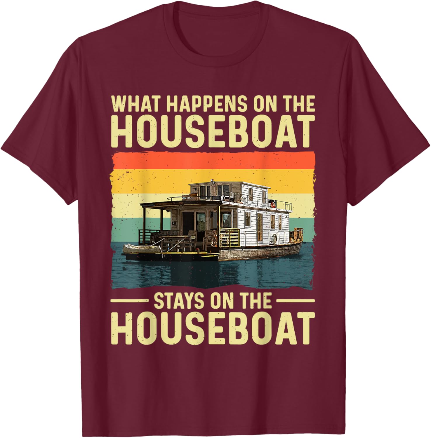 Houseboat Design Women House Boat Captain Houseboat T-Shirt - T-Shirt | Maroon