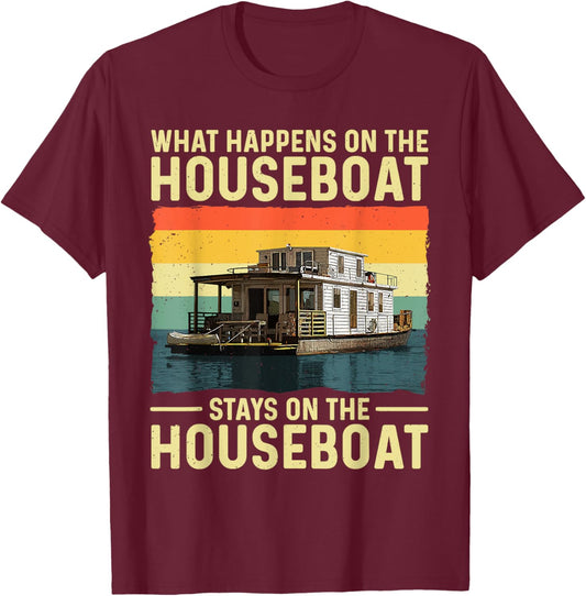Houseboat Design Women House Boat Captain Houseboat T-Shirt - T-Shirt | Maroon