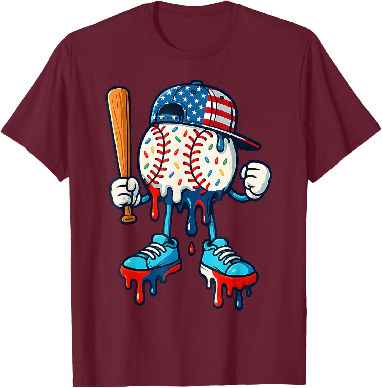 Baseball Life Style Apparel Youth Baseball Drip Ice Cream T-Shirt - T-Shirt | Maroon