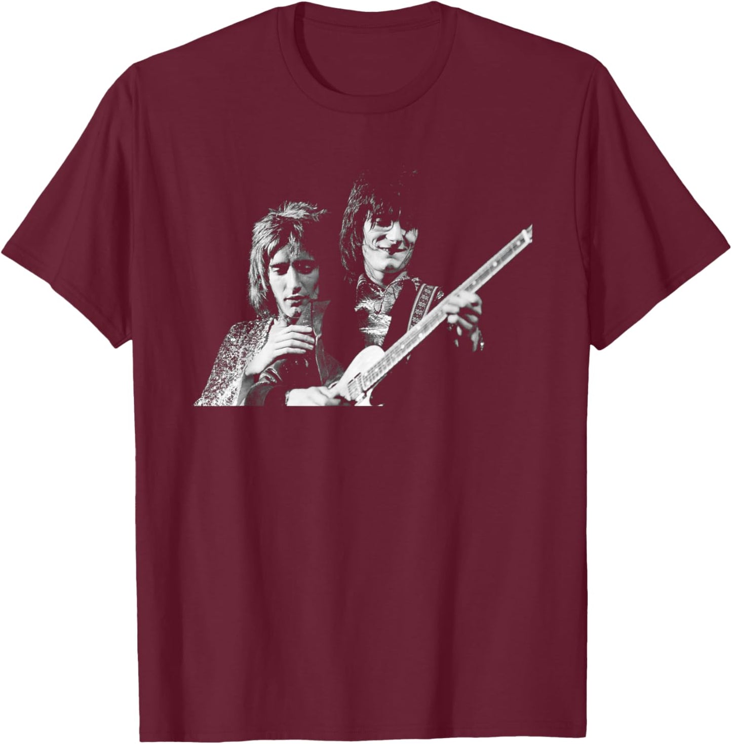 The Faces Rod Stewart & Ronnie Wood at Reading Festival 1972 T-Shirt - T-Shirt | Maroon