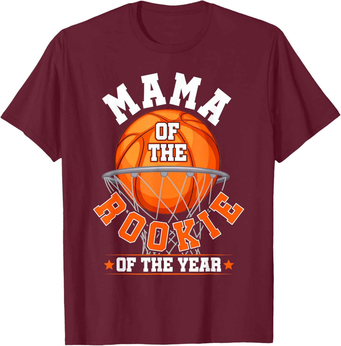 Mama of Rookie 1st Birthday Basketball Family Matching Party T-Shirt - T-Shirt | Maroon