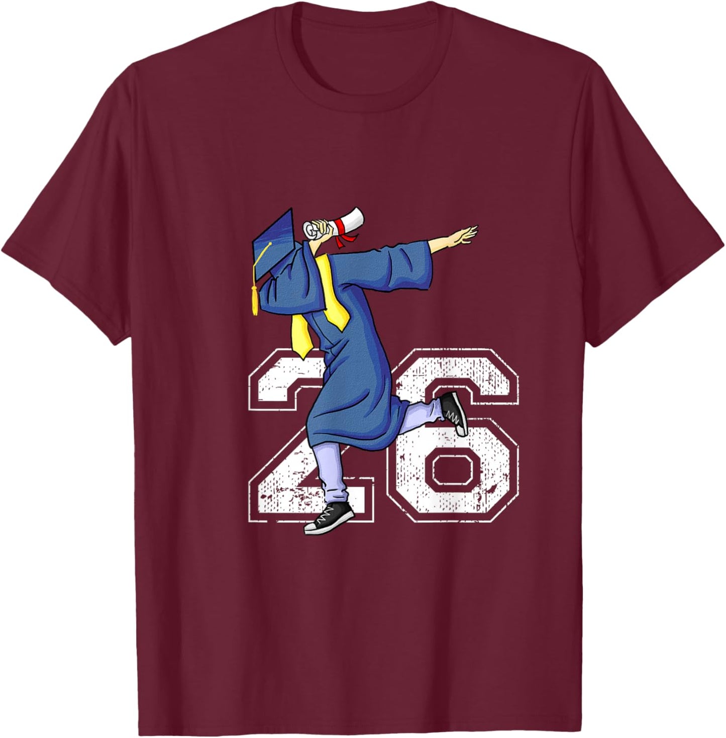 Dabbing Graduate 26 Fun Last Day Graduation Dab Senior 2026 T-Shirt - T-Shirt | Maroon