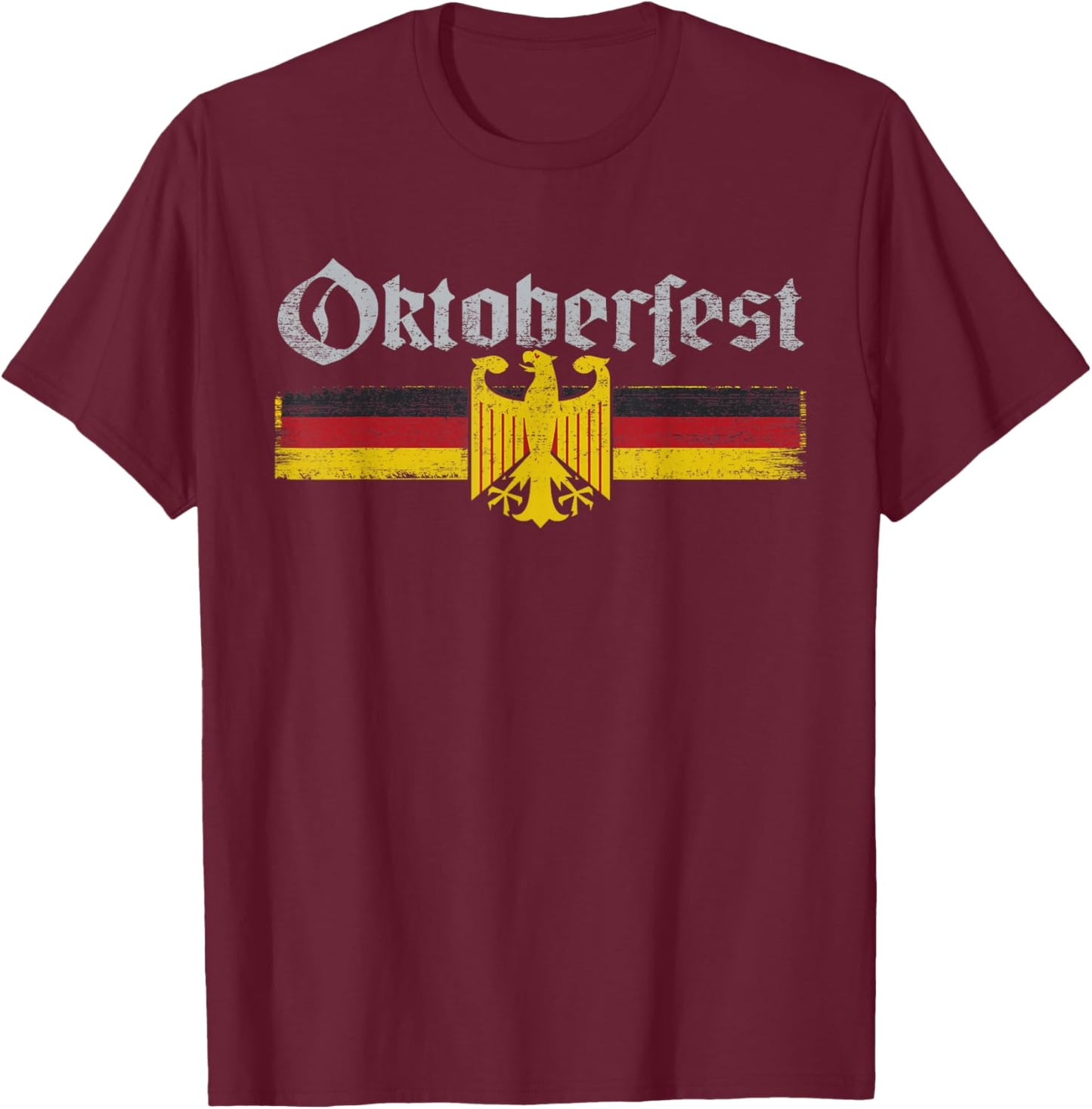 Vintage Oktoberfest German Flag T-Shirt - T-Shirt | Maroon