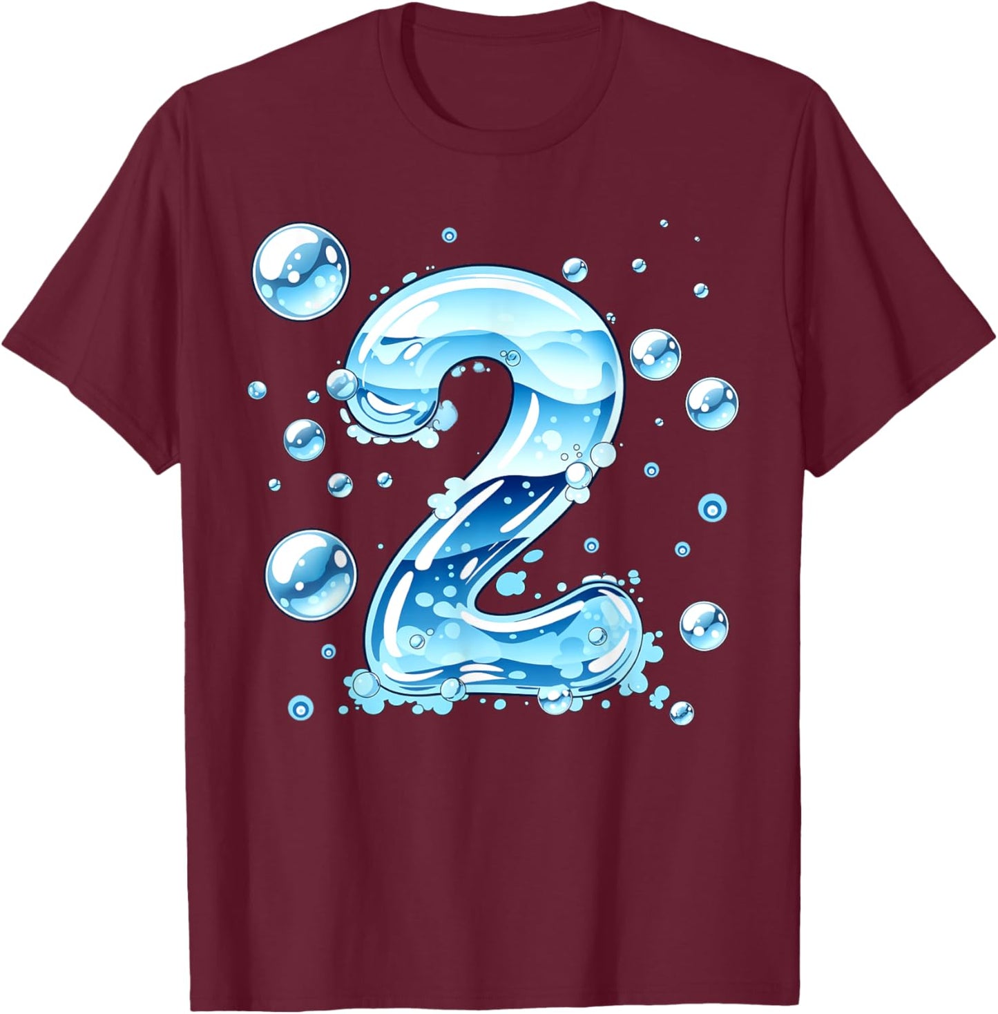 Kids 2nd Birthday Bubble Themed Birthday Party T-Shirt - T-Shirt | Maroon