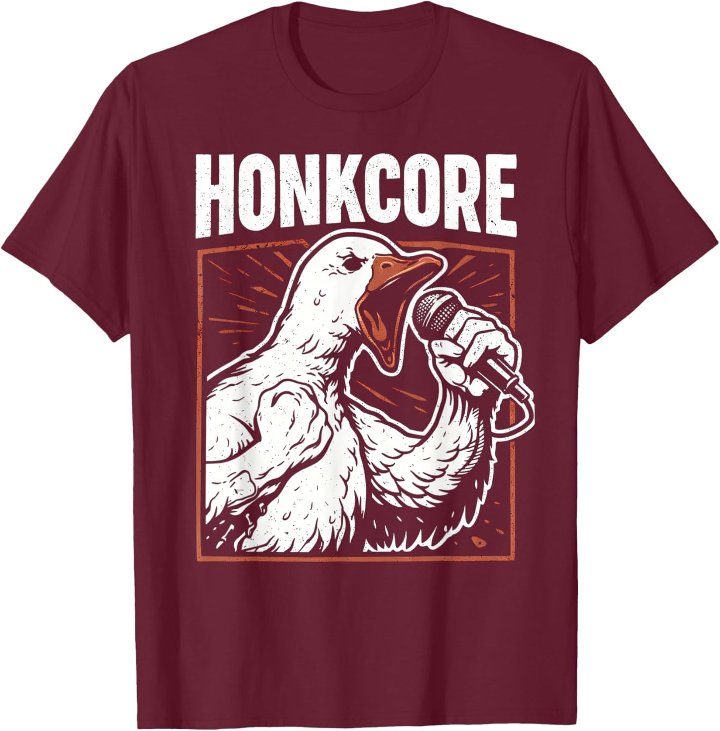 Funny Goose Hardcore Rock Music Honk Geese Singing Screamo T-Shirt - T-Shirt | Maroon