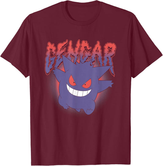 Pokémon Gengar Running Creepy Logo T-Shirt - T-Shirt | Maroon