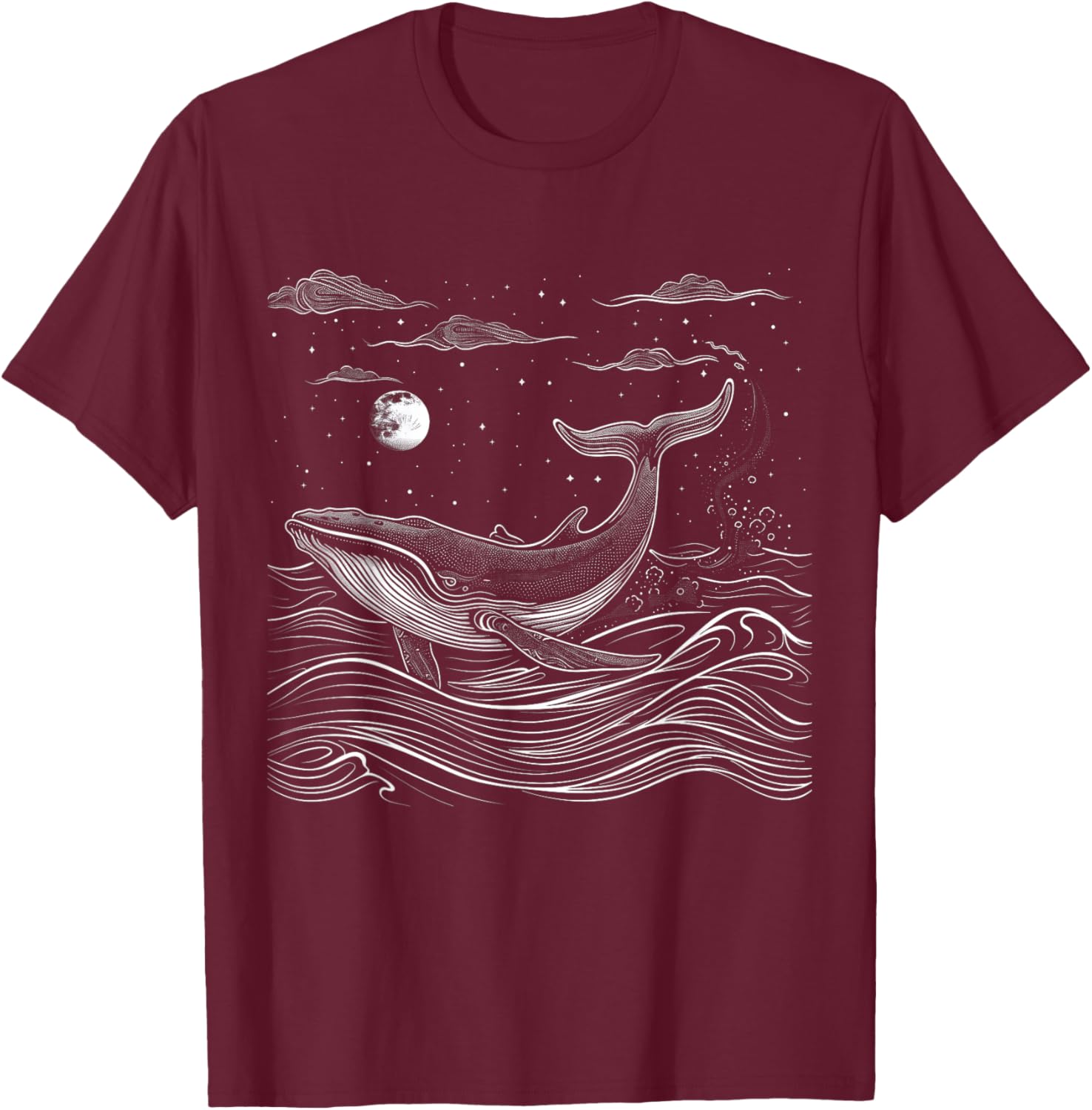 Blue Whale Humpback Whale Lover T-Shirt - T-Shirt | Maroon