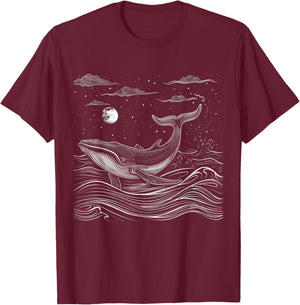 Blue Whale Humpback Whale Lover T-Shirt - T-Shirt | Maroon