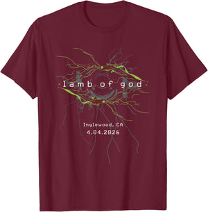 Lamb of God Into Oblivion Tour Inglewood T-Shirt - T-Shirt | Maroon