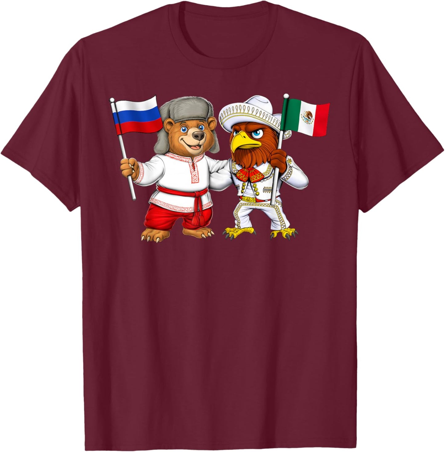 Russia Mexico Flag Mexican Russian Roots Mexican Heritage T-Shirt - T-Shirt | Maroon