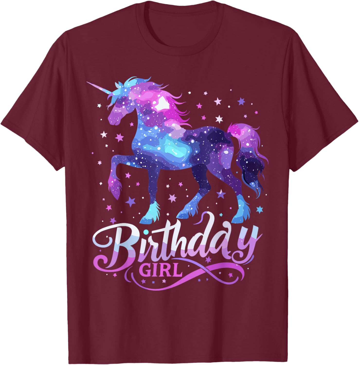 Space Unicorn Birthday Girl Galaxy Unicorn T-Shirt - T-Shirt | Maroon