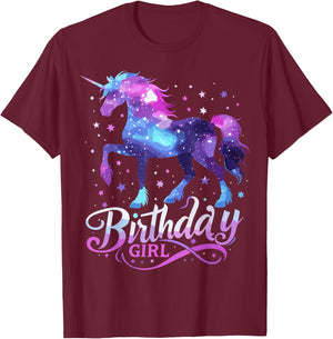 Space Unicorn Birthday Girl Galaxy Unicorn T-Shirt - T-Shirt | Maroon