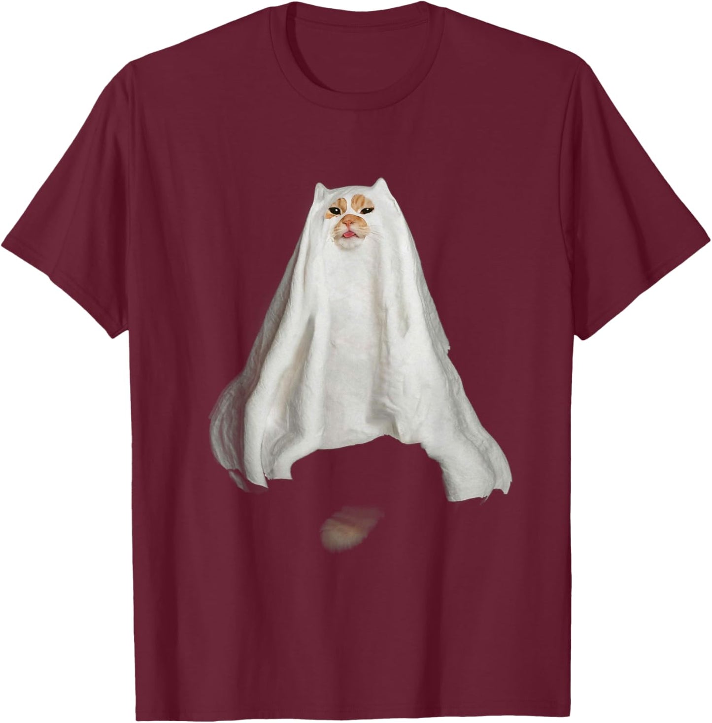 Ghost Cat Meme Funny Halloween Men Women Kids T-Shirt - T-Shirt | Maroon