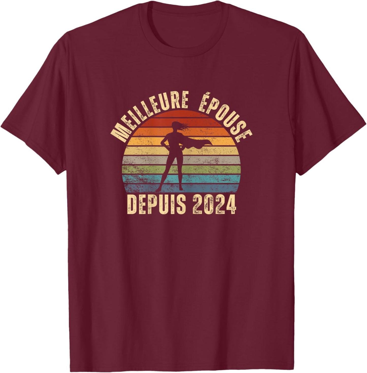 Best Wife Since 2024 Wedding Anniversary Couple Married T-Shirt - T-Shirt | Maroon
