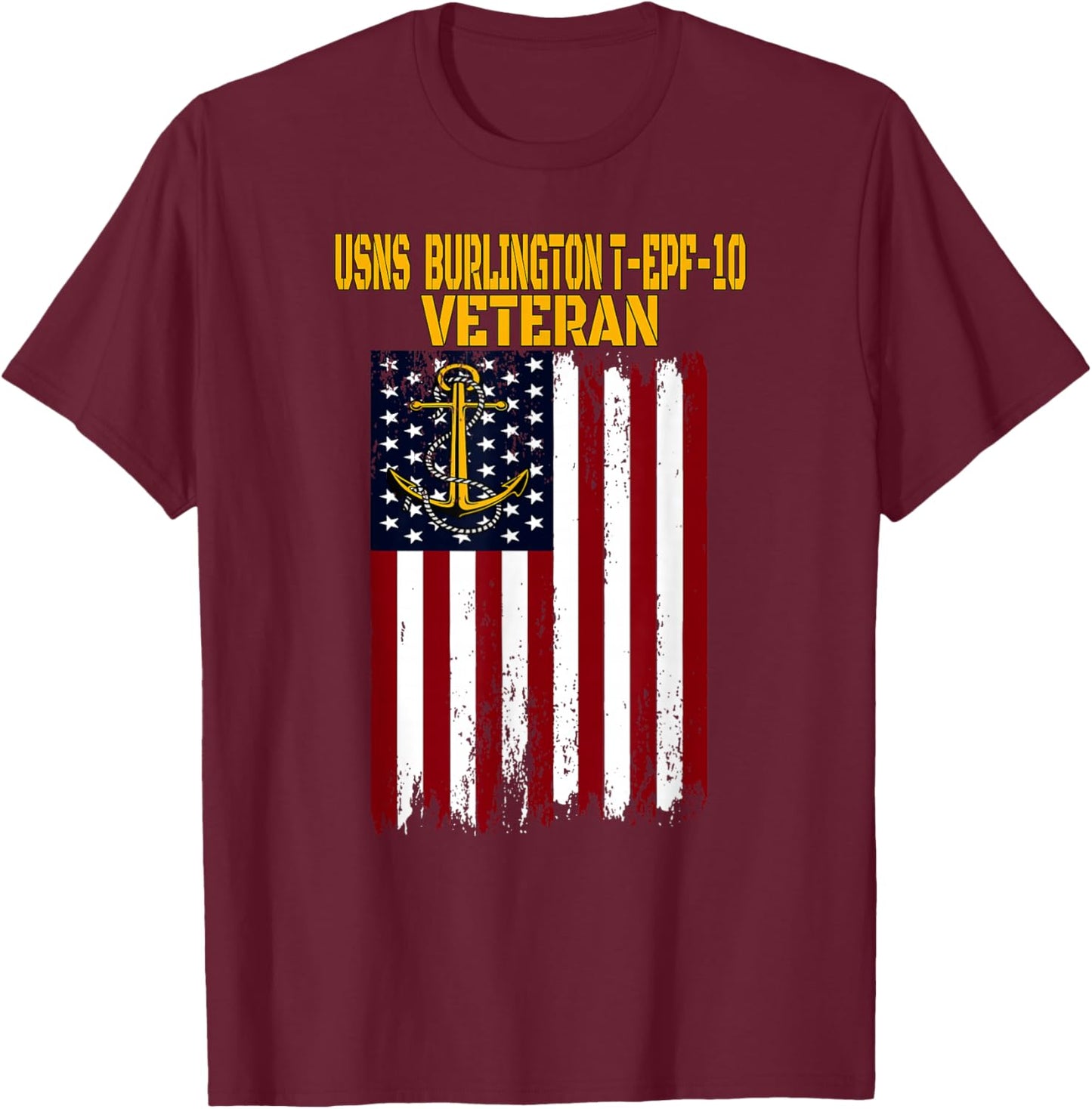 USNS Burlington T-EPF-10 Expeditionary Fast Transport T-Shirt - T-Shirt | Maroon