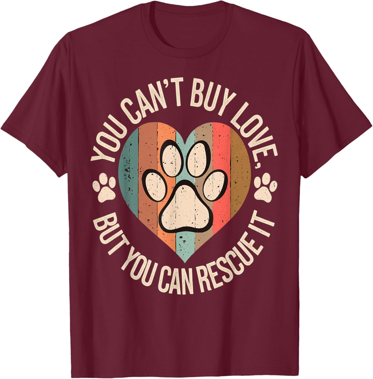 Animal Rescue Retro T-Shirt - T-Shirt | Maroon