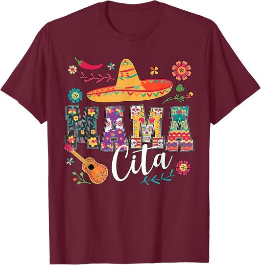 Cinco De Mayo Mamacita Flower Mama Cita Mexican Fiesta Party T-Shirt - T-Shirt | Maroon