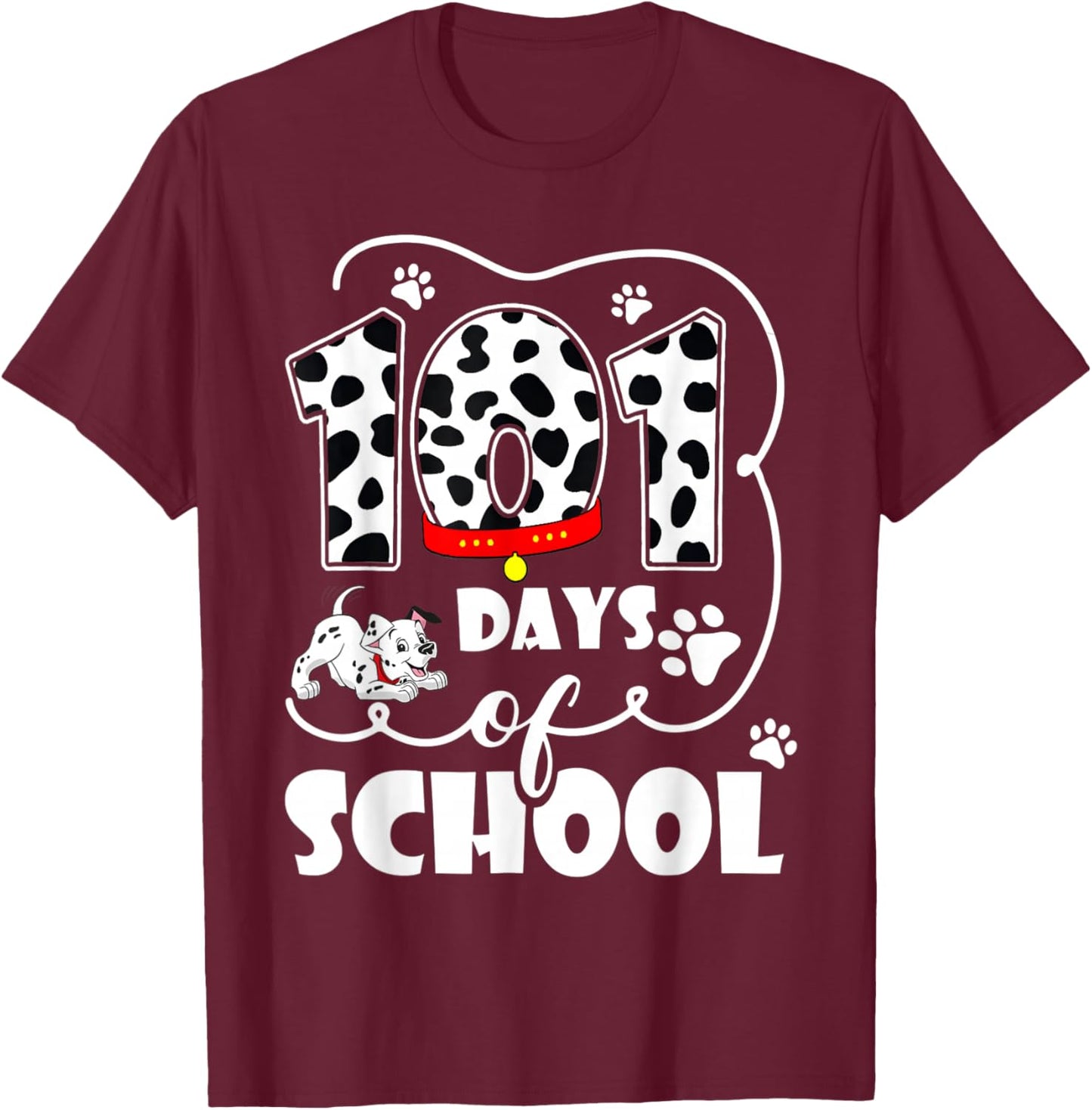Happy 101 Days School Cute Dog Lover 100 Days Student Kids T-Shirt - T-Shirt | Maroon