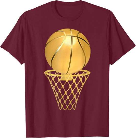 Basketball Player Trophy Game Coach Sports Lover Gold T-Shirt - T-Shirt | Maroon