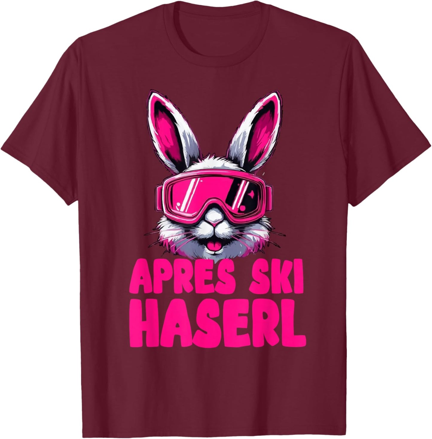 Après Ski Haserl Ski Rabbit Hüttengaudi T-Shirt - T-Shirt | Maroon