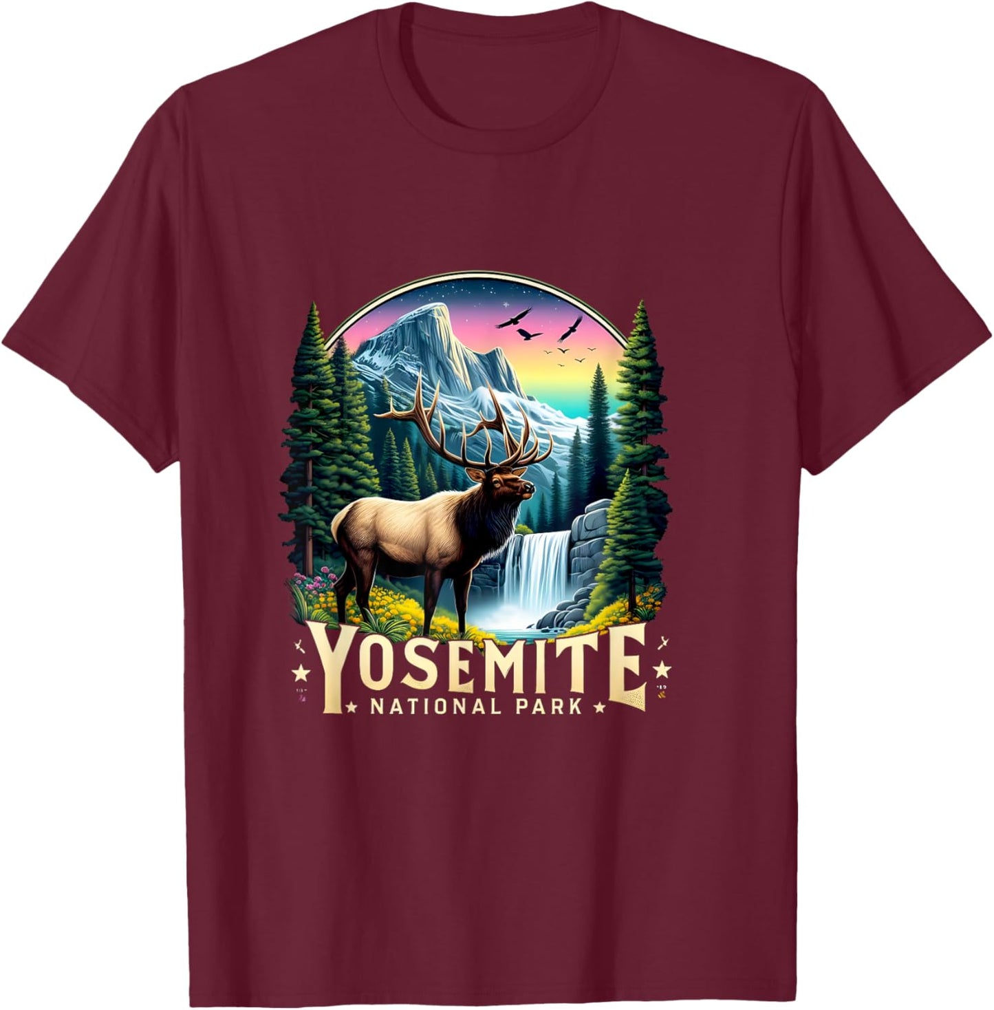 Yosemite Road Trip 2025 Family National Park T-Shirt - T-Shirt | Maroon