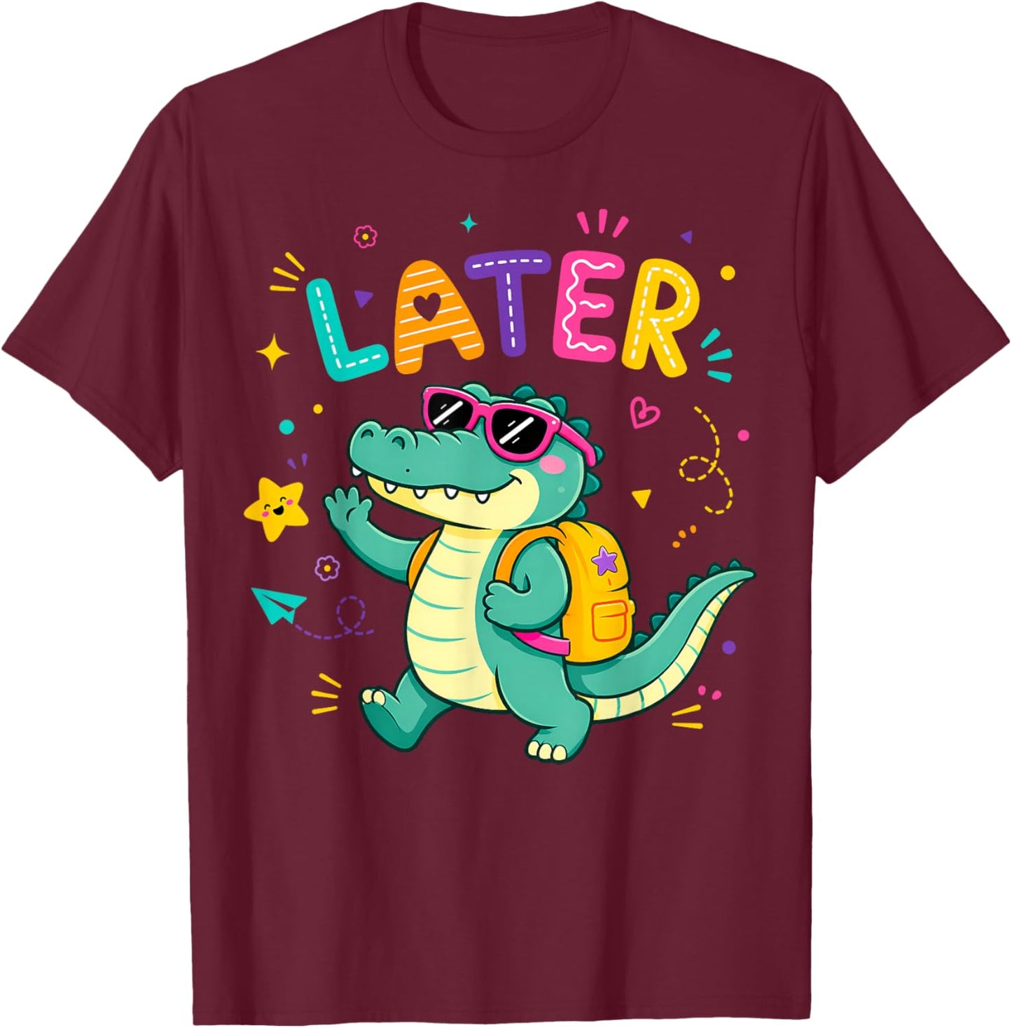 See You Later Teacher Summer Alligator Last Day of School T-Shirt - T-Shirt | Maroon