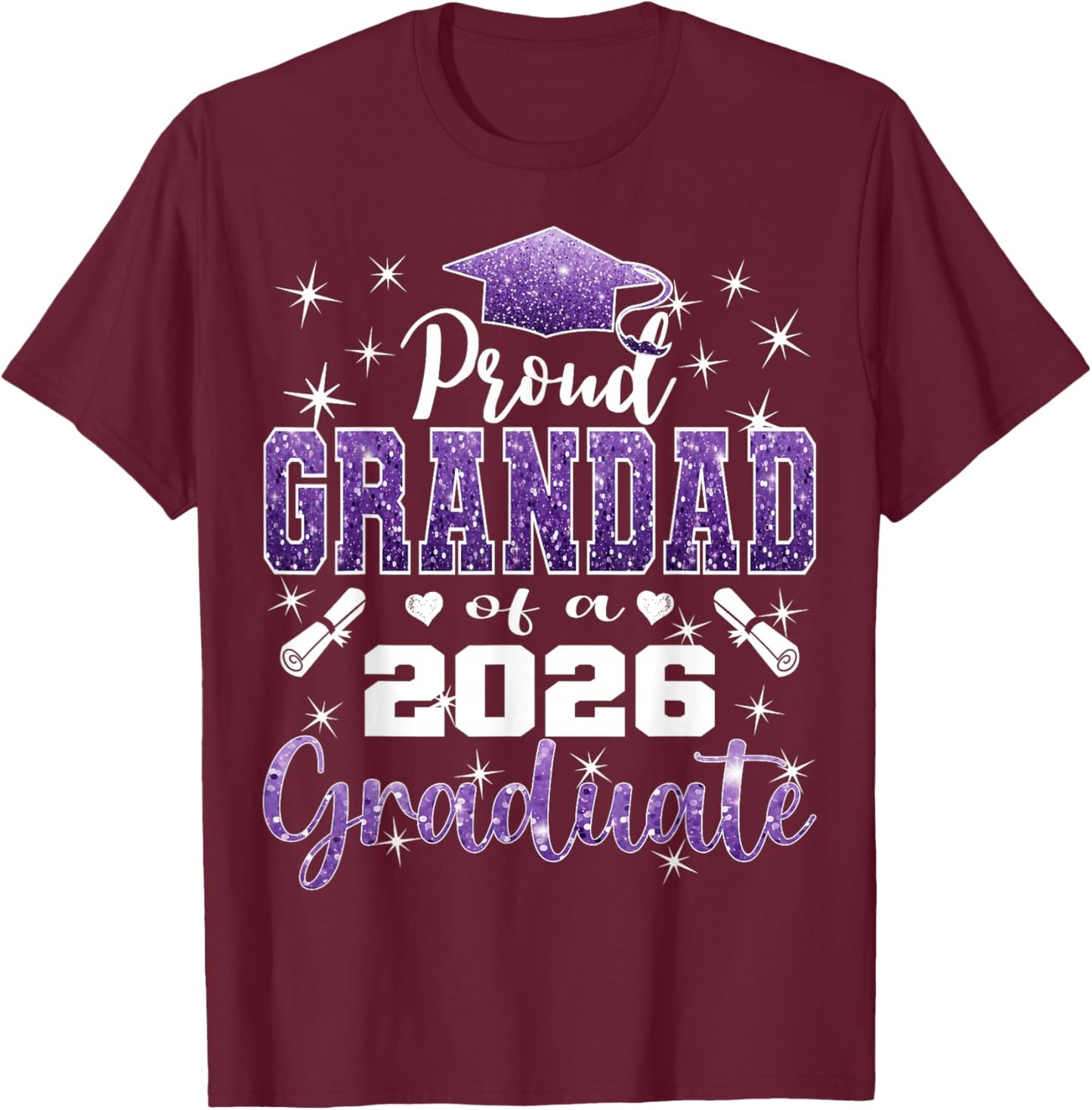 Super Proud Grandad of 2026 Graduate Graduation Family T-Shirt - T-Shirt | Maroon