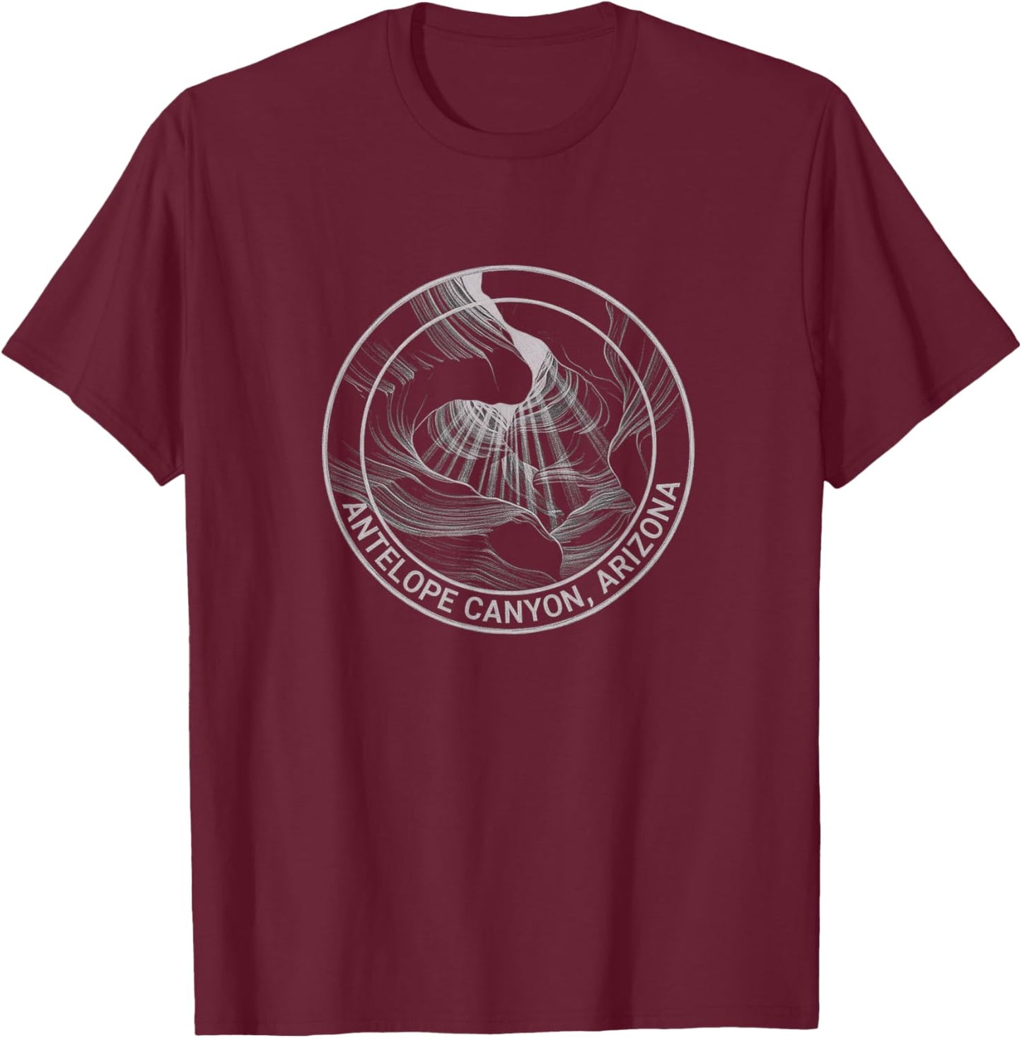 Vintage Antelope Canyon Arizona Sketch T-Shirt - T-Shirt | Maroon