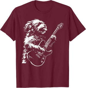 Dog Guitarist Guitar - Cavapoo Dad Mom Men Women T-Shirt - T-Shirt | Maroon