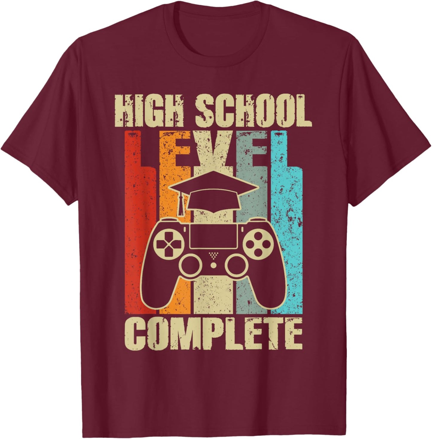 High School Level Complete Last Day Of School Boys Kids T-Shirt - T-Shirt | Maroon