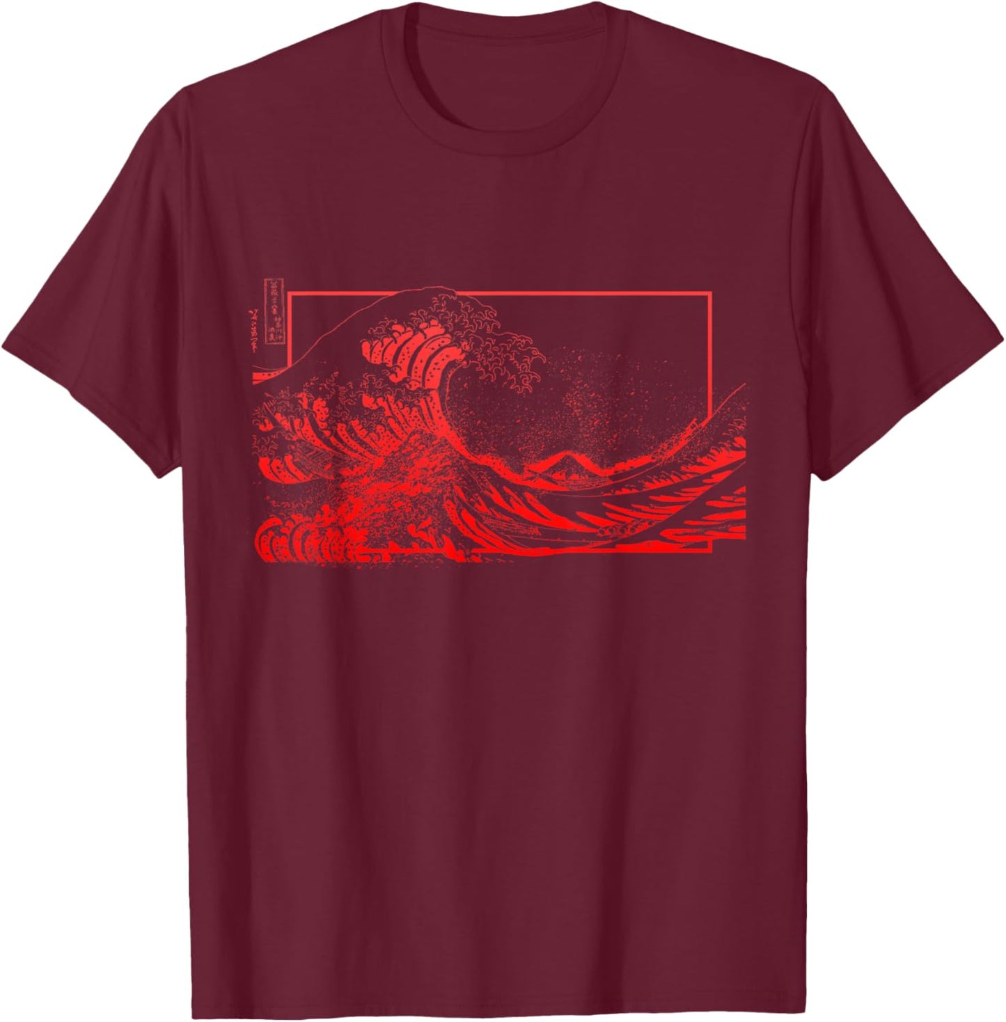 Red Great Wave off Kanagawa Red Graphic T-Shirt - T-Shirt | Maroon