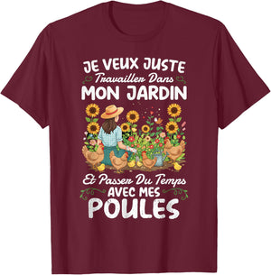 Gardening And Hens Funny Gifts Woman Garden T-Shirt - T-Shirt | Maroon
