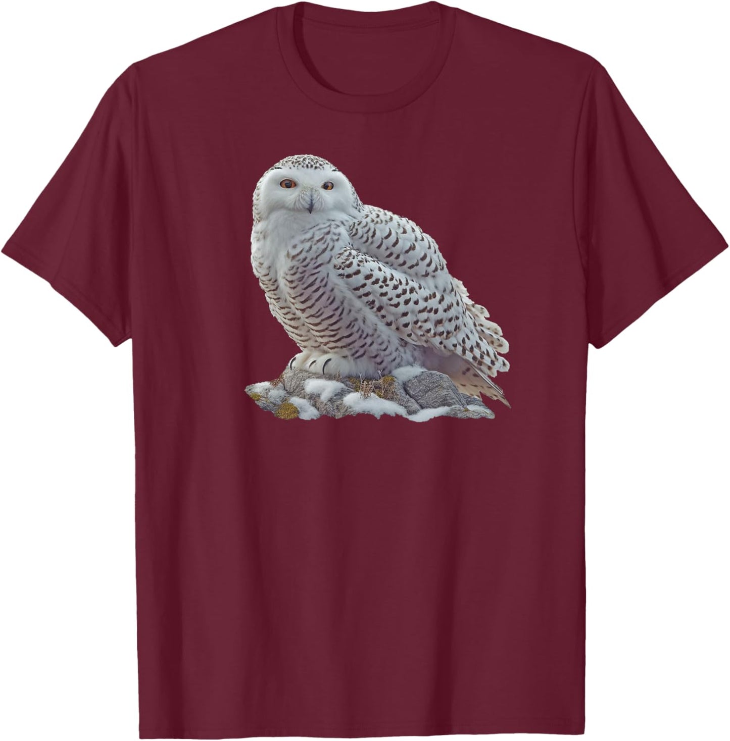 Bird Series. Snowy Owl. T-Shirt - T-Shirt | Maroon
