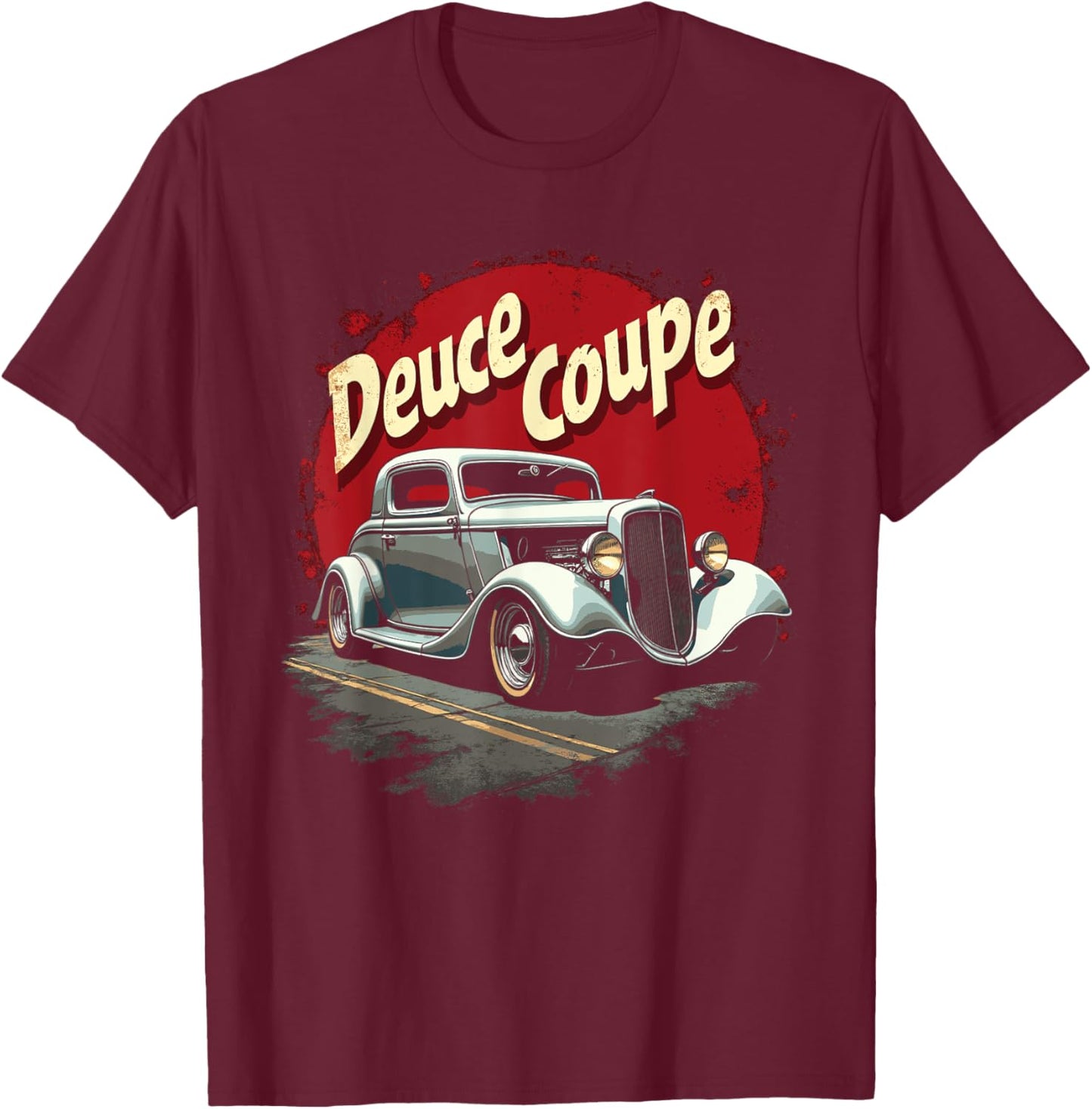 Retro Hot Rods car graphic Classic 32 Deuce Coupe Hot Rod T-Shirt - T-Shirt | Maroon