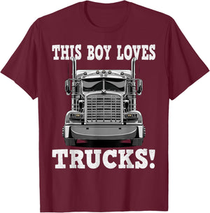 This boy Loves Trucks T-Shirt - T-Shirt | Maroon
