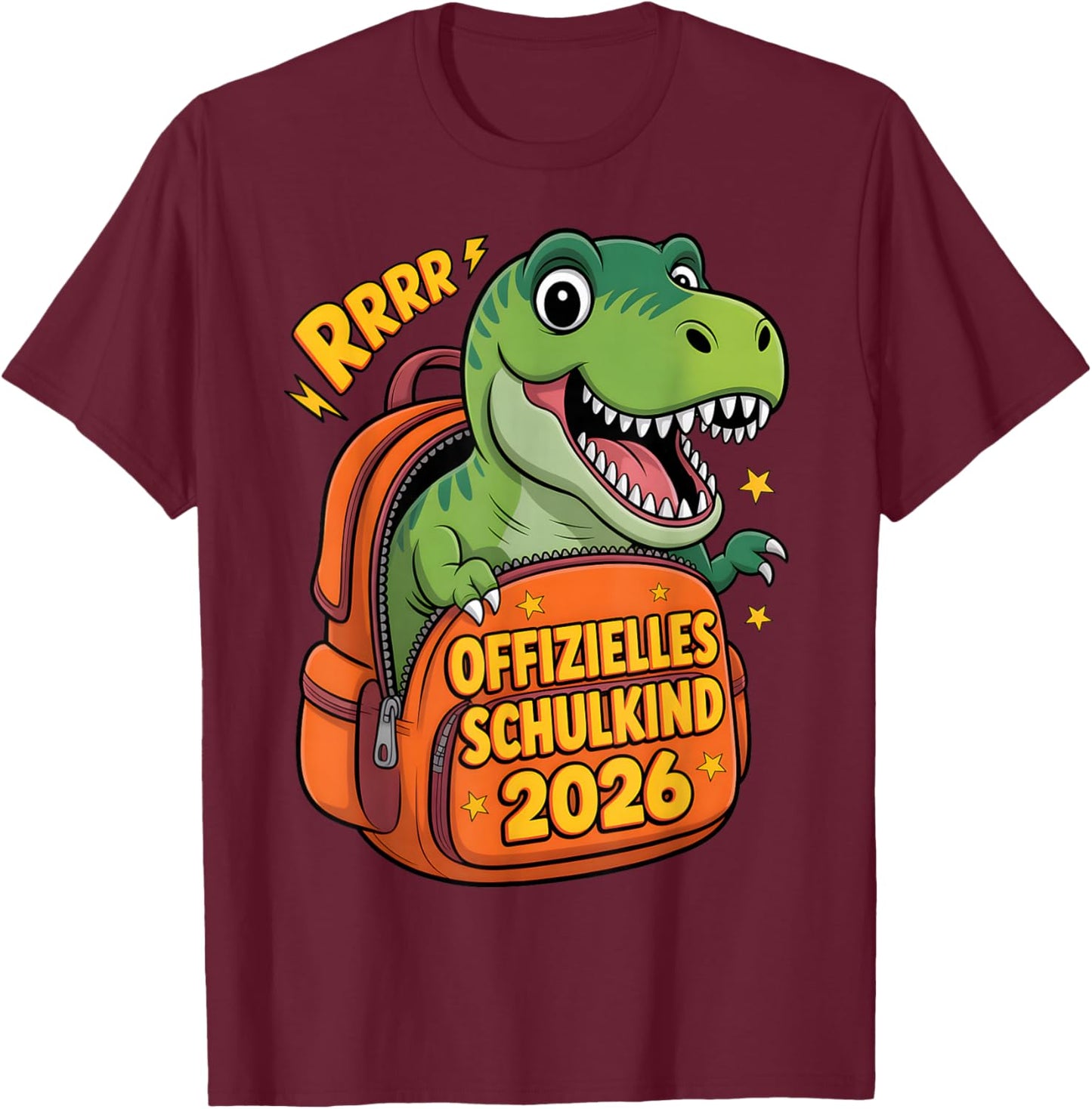Schulkind 2026 Dino T-Rex – Einschulung Geschenk für Jungen T-Shirt - T-Shirt | Maroon