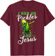 Funny Pickle Cucumber I Run on Pickles and Jesus T-Shirt - T-Shirt | Maroon