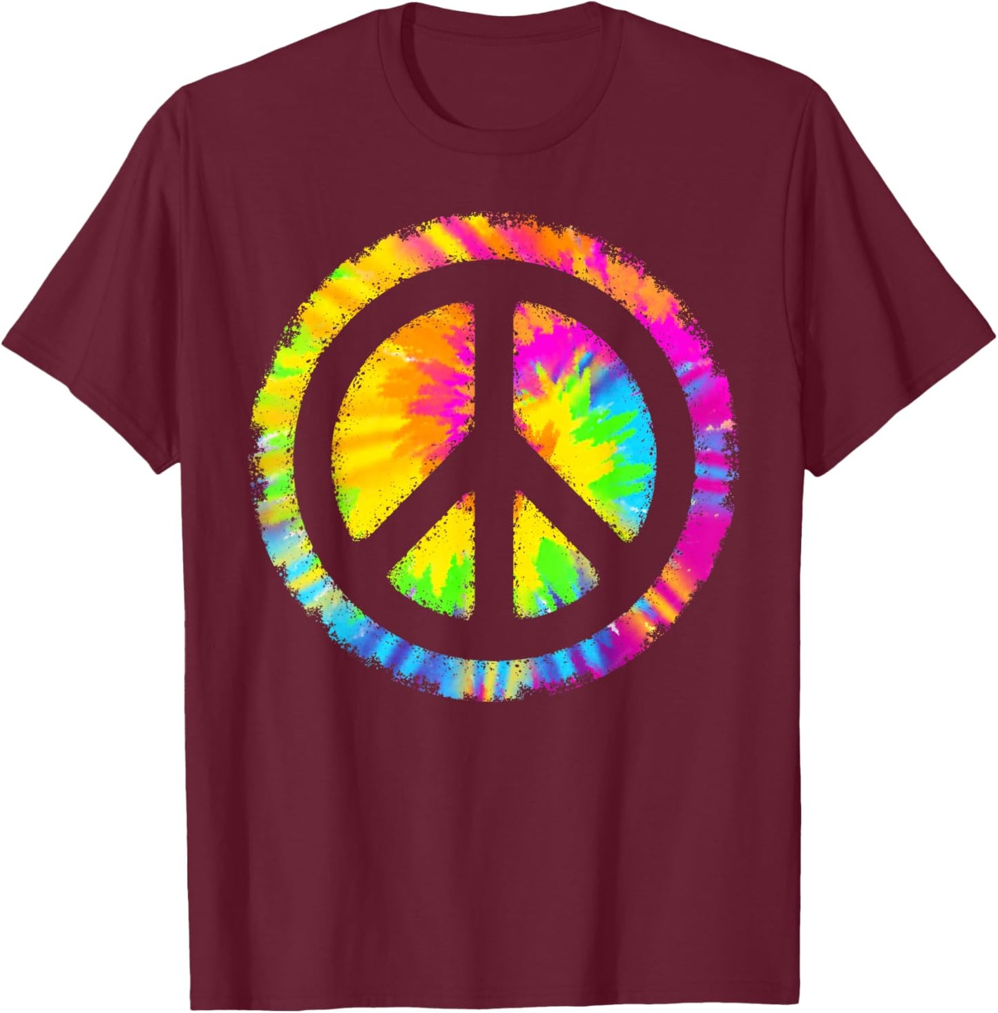 Tie-Dye Peace Sign Hippie T-Shirt - T-Shirt | Maroon