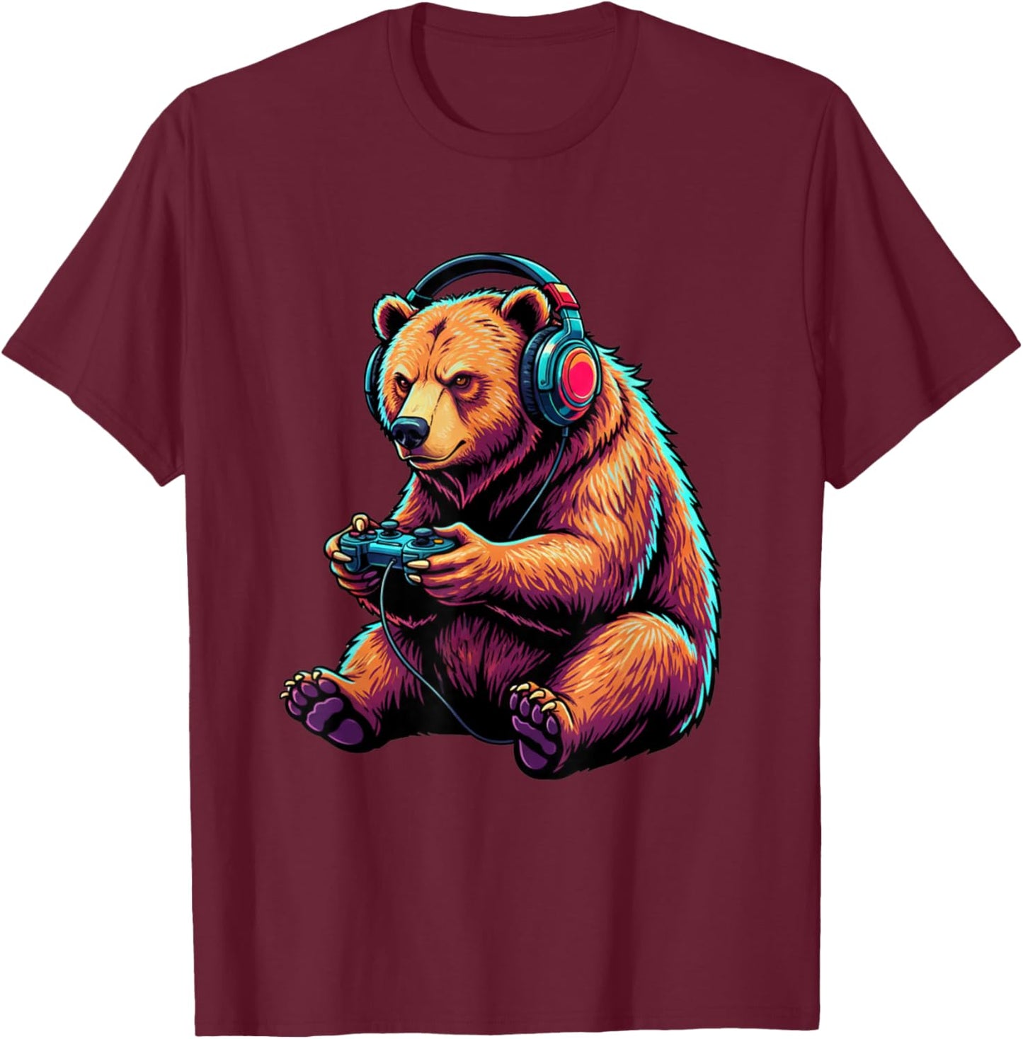 Grizzly Bear Funny Video Games Grizzly Bear T-Shirt - T-Shirt | Maroon