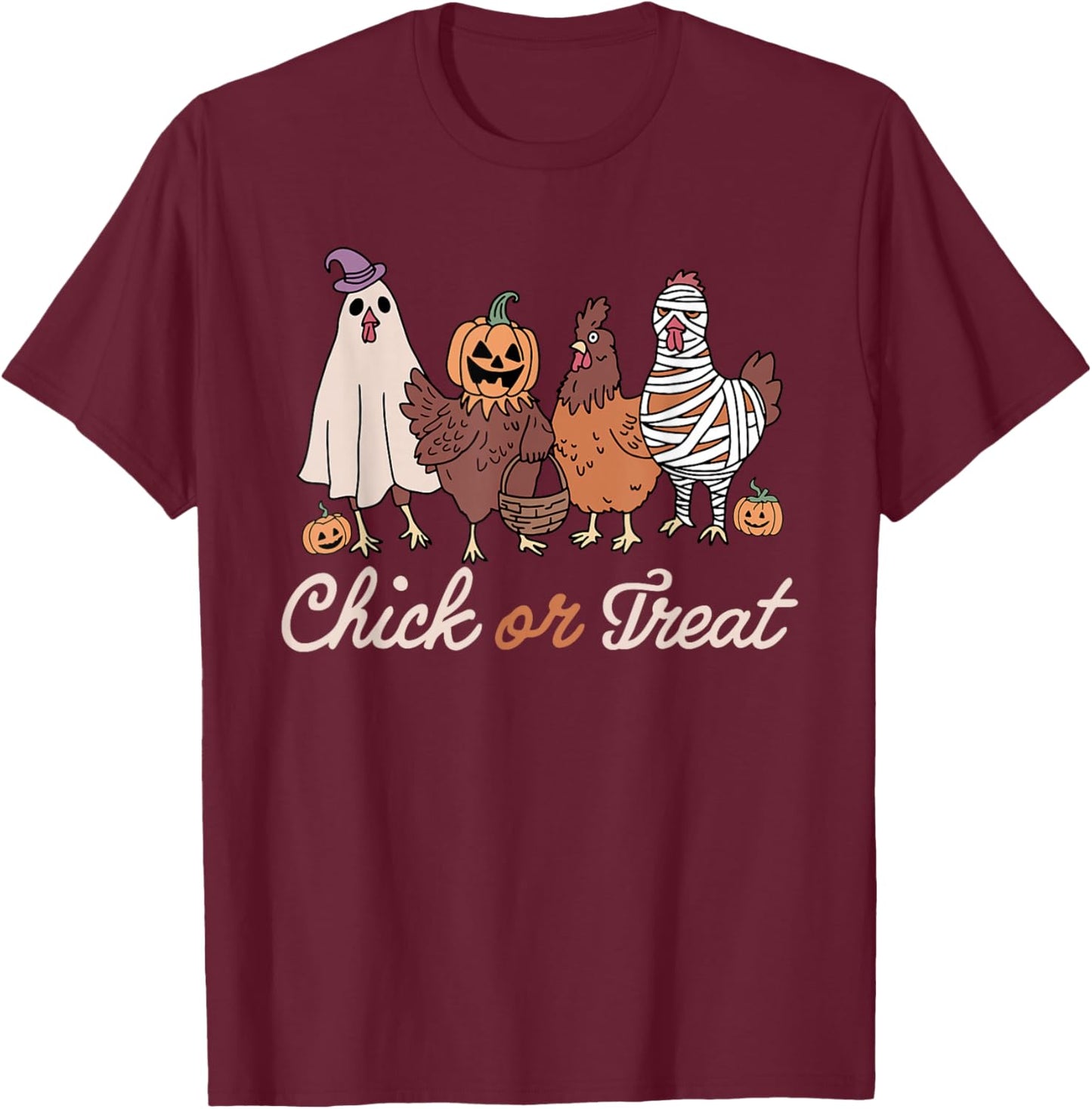 Chick Or Treat Halloween Witch Spooky Chicken T-Shirt - T-Shirt | Maroon