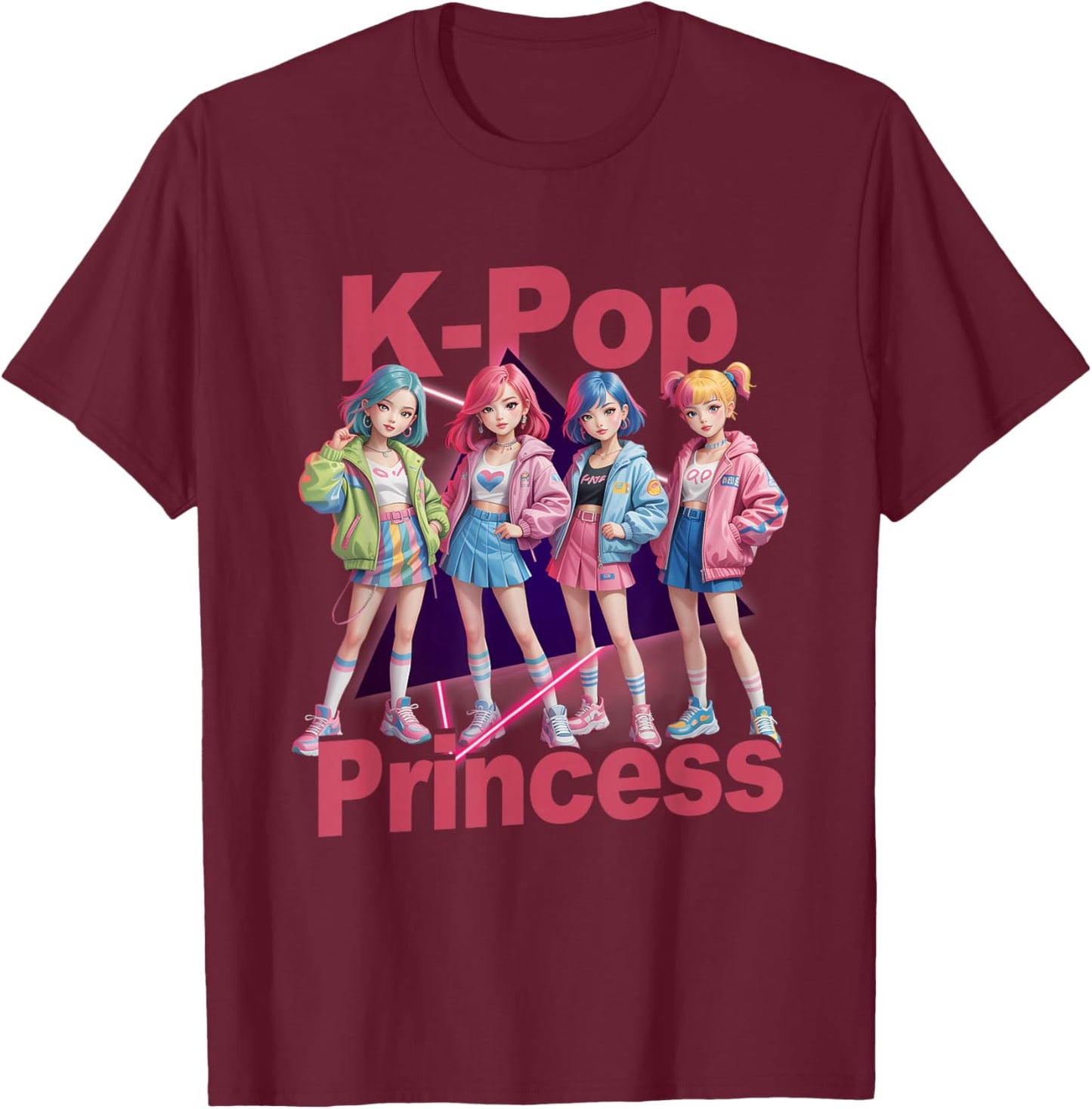 K-Pop Korean Princess Pop Music Idol Group Concert Band Girl T-Shirt - T-Shirt | Maroon