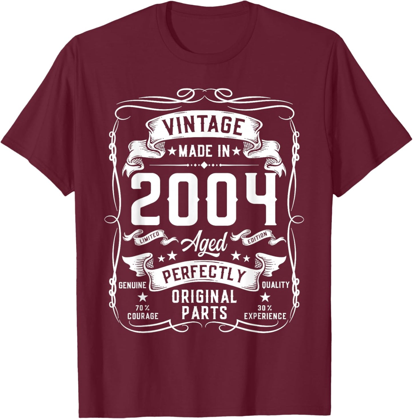 Vintage 2004 22yr 22nd Birthday Gifts 22 Years Old T-Shirt - T-Shirt | Maroon