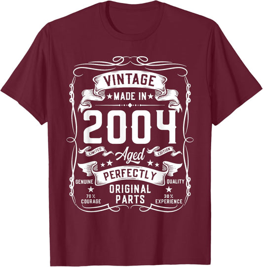 Vintage 2004 22yr 22nd Birthday Gifts 22 Years Old T-Shirt - T-Shirt | Maroon